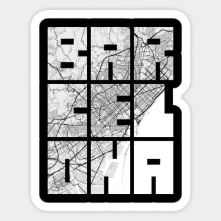 Barcelona, Spain City Map Typography - Light Sticker